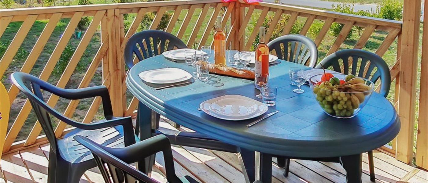 Cottage Pacifique - Terrasse - Camping La Roseraie **** La Baule confort famille terrasse couverte espace découverte repos 2 chambres presqu'ile Loire Atlantique  - Camping La Roseraie