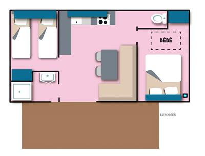 Camping 4* La Roseraie La Baule - www.laroseraie.com - Cottage EUROPEEN Plan mobil-home confort vacances découverte repos escapade famille enfants 