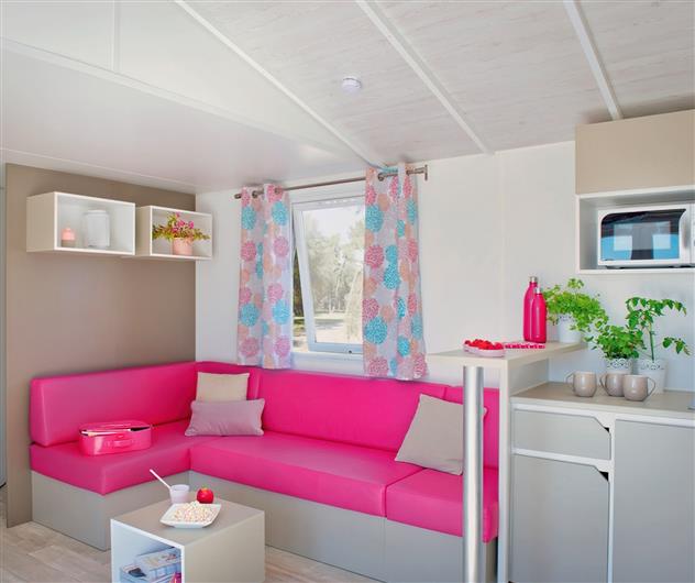 salon Cottage Quatro Luxe 8 personnes - 39m² - Camping La Roseraie La Baule 44